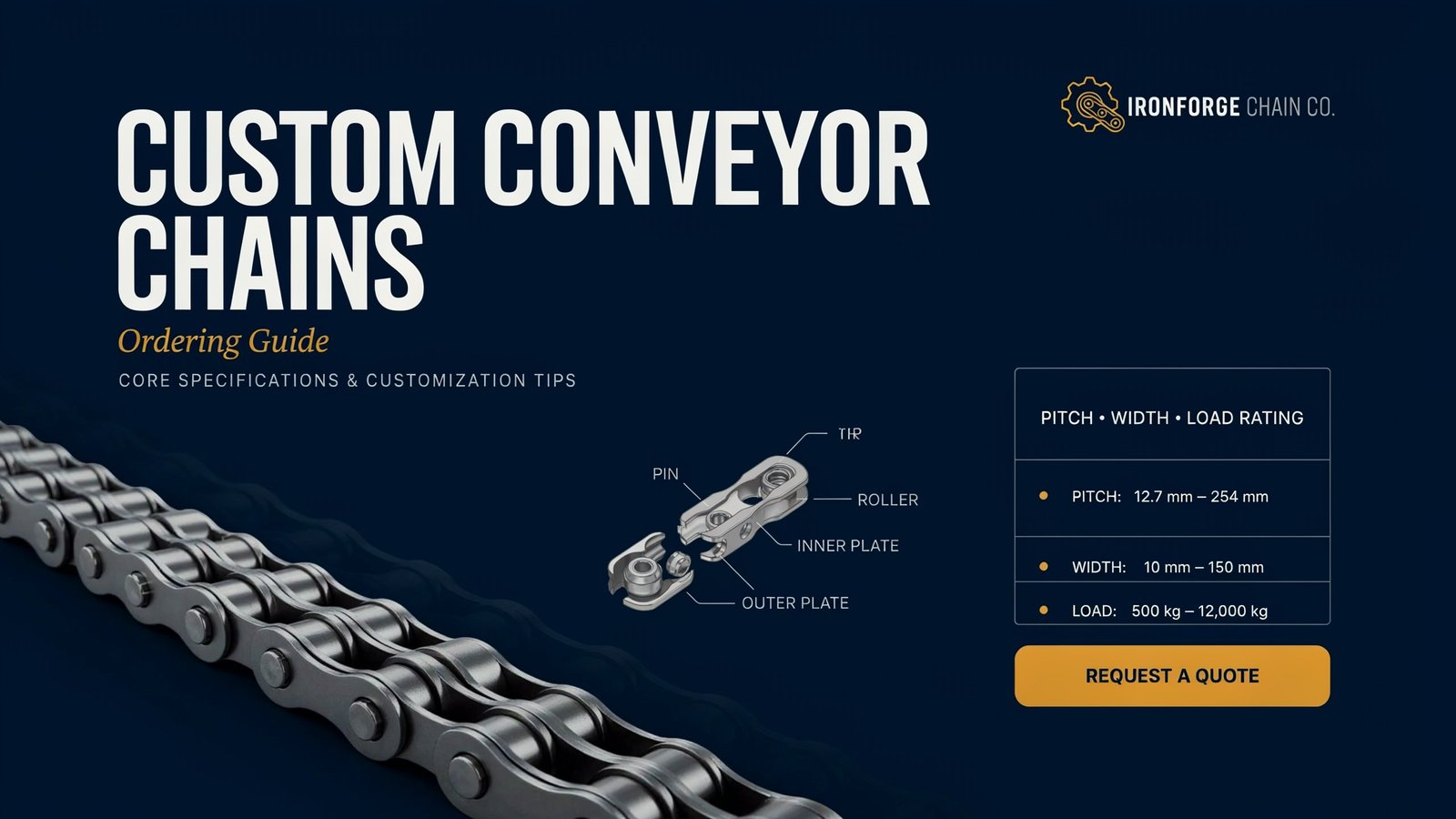 Custom Conveyor Chains Ordering Guide: Core Specifications & Customization Tips